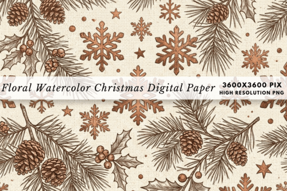 Download Floral Watercolor Christmas Patterns PNG - Premium Resources