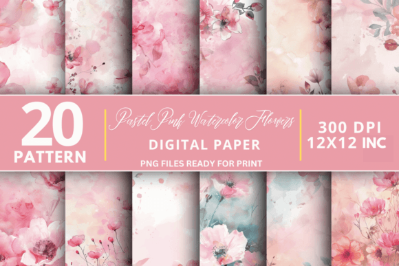 Download Pastel Pink Watercolor Flowers Bundle - Pink watercolor Collection