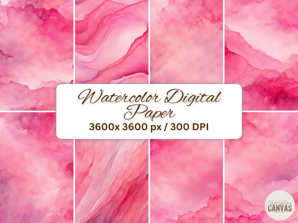 Download Pink Watercolor Digital Paper Set - Pink watercolor Collection